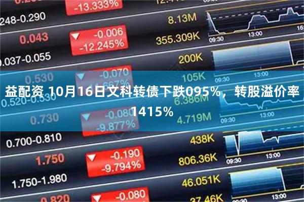 益配资 10月16日文科转债下跌095%，转股溢价率1415%